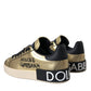 Dolce & Gabbana Gold Portofino Calf Leather Sneakers Women Shoes