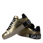 Dolce & Gabbana Gold Portofino Calf Leather Sneakers Women Shoes