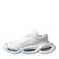 Dolce & Gabbana White Padded Fabric Wave Low Top Sneakers Shoes