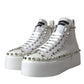 Dolce & Gabbana White Canvas Studded Sneakers Boots Shoes