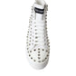 Dolce & Gabbana White Canvas Studded Sneakers Boots Shoes