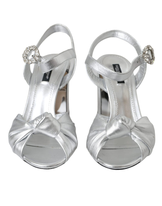 Dolce & Gabbana Silver Crystal Ankle Strap Keira Sandal Shoes