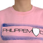 Philippe Model Pink Cotton Logo Print Long Sleeves Pullover Sweater