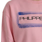 Philippe Model Pink Cotton Logo Print Long Sleeves Pullover Sweater