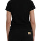 Balenciaga Black Cotton Logo Print Crew Neck Short Sleeves T-shirt