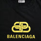 Balenciaga Black Cotton Logo Print Crew Neck Short Sleeves T-shirt