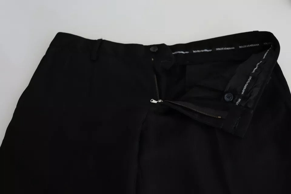 Dolce & Gabbana Black Cotton Stretch Dress Formal Pants