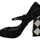 Dolce & Gabbana Black Floral Embellish Heels Mary Janes Pumps Shoes