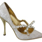 Dolce & Gabbana White Crystal Bow Pearl Mary Jane Pumps Shoes