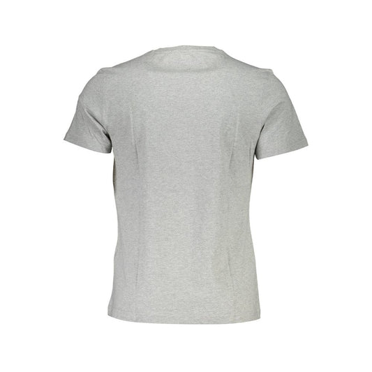 La Martina Elegant Gray Cotton Tee with Signature Print