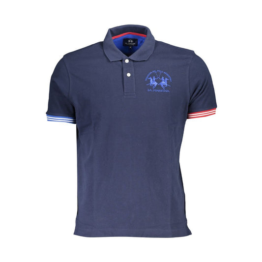 La Martina Elegant Blue Contrast Detail Polo Shirt