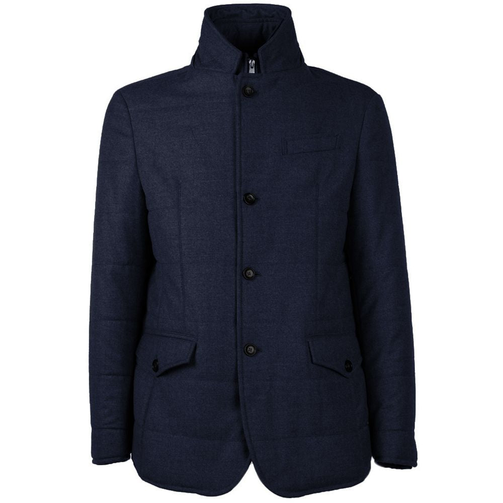 Made in Italy Blue Wool Men Coat