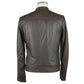 Emilio Romanelli Elegant Brown Leather Zip Jacket