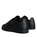 Dolce & Gabbana Black Leather Slip On Low Top Sneakers Shoes