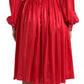 Dolce & Gabbana Elegant Red Silk Midi Dress with Button Detail