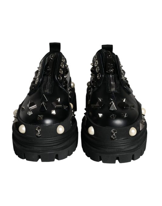 Dolce & Gabbana Black Trekking Studded Derby Sneakers Shoes