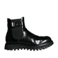 Dolce & Gabbana Black Belted DG Logo Men Chelsea Boots Shoes