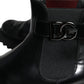 Dolce & Gabbana Black Belted DG Logo Men Chelsea Boots Shoes