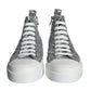 Dolce & Gabbana Silver White Sequined High Top Sneakers Shoes