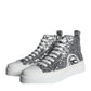 Dolce & Gabbana Silver White Sequined High Top Sneakers Shoes