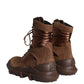 Dolce & Gabbana Brown Suede Leather Military Combat Men Boots Shoes