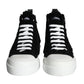 Dolce & Gabbana Black White Fur Logo High Top Sneaker Shoes