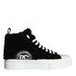 Dolce & Gabbana Black White Fur Logo High Top Sneaker Shoes