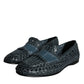 Dolce & Gabbana Blue Woven Leather Slip On Loafers Men Shoes