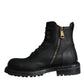 Dolce & Gabbana Black Lace Up Mid Calf Boots Men Shoes