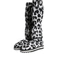 Dolce & Gabbana Black White Leopard Quilted Men Boots Sneakers Shoes