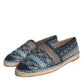 Dolce & Gabbana Blue Gray Woven Leather Buffalo Espadrille Shoes