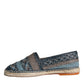 Dolce & Gabbana Blue Gray Woven Leather Buffalo Espadrille Shoes