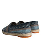 Dolce & Gabbana Blue Gray Woven Leather Buffalo Espadrille Shoes