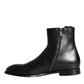 Dolce & Gabbana Black Calf Leather Men Ankle Boots Men Shoes