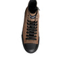 Dolce & Gabbana Black Brown Denim High Top Men Sneakers Shoes