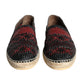 Dolce & Gabbana Black Maroon Woven Leather Buffalo Men Espadrille Shoes