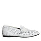 Dolce & Gabbana White Woven Leather Slip On Loafers Men Shoes