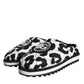 Dolce & Gabbana Black White Quilted Logo Sandals Slides Shoes