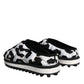 Dolce & Gabbana Black White Quilted Logo Sandals Slides Shoes