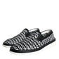 Dolce & Gabbana Black White Weaved Slip On Men Loafers Shoes