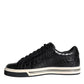 Dolce & Gabbana Black Leather Men Low Top Sneakers Shoes