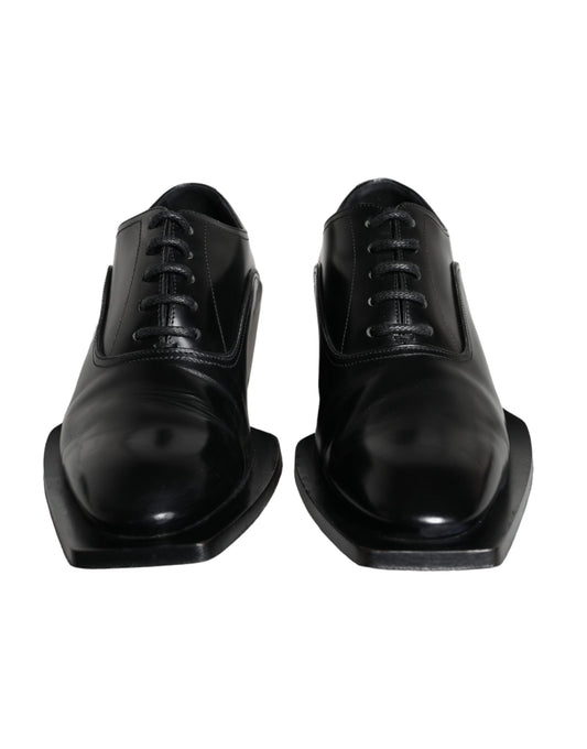 Dolce & Gabbana Black Calfskin Leather Derby Dress Men Shoes