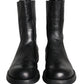 Dolce & Gabbana Black Horse Leather Mid Calf Boots Men Shoes