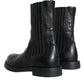 Dolce & Gabbana Black Horse Leather Mid Calf Boots Men Shoes