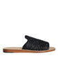 Dolce & Gabbana Black Monochrome Braided Raffia Slides Shoes