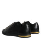 Dolce & Gabbana Black Gold Leather Classic Sneakers Shoes