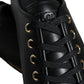 Dolce & Gabbana Black Gold Leather Classic Sneakers Shoes