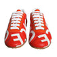 Dolce & Gabbana Red White Leather Logo Casual Sneakers Shoes