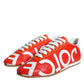 Dolce & Gabbana Red White Leather Logo Casual Sneakers Shoes