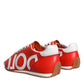 Dolce & Gabbana Red White Leather Logo Casual Sneakers Shoes